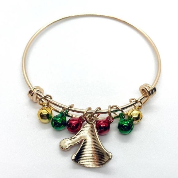 CHRISTMAS Hat Expandable Bangle Charm Bracelet - Picture 4 of 6